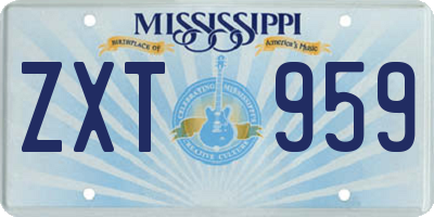 MS license plate ZXT959