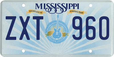 MS license plate ZXT960
