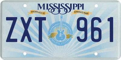 MS license plate ZXT961