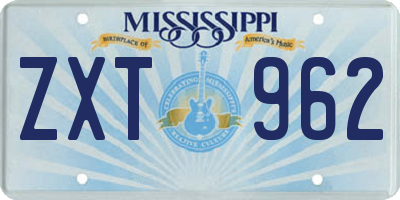 MS license plate ZXT962