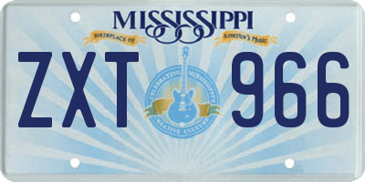 MS license plate ZXT966