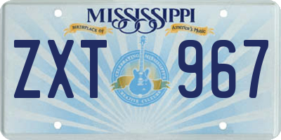 MS license plate ZXT967