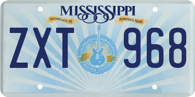 MS license plate ZXT968