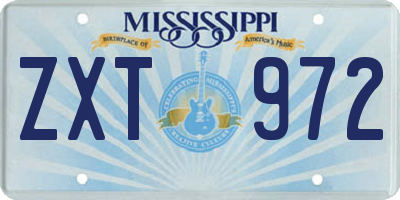MS license plate ZXT972