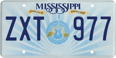 MS license plate ZXT977