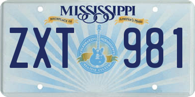 MS license plate ZXT981