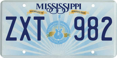 MS license plate ZXT982