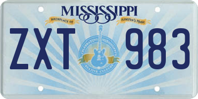 MS license plate ZXT983