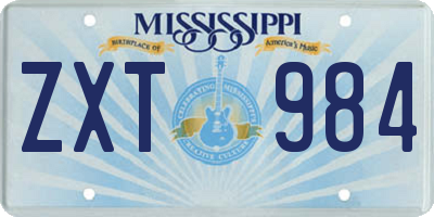 MS license plate ZXT984