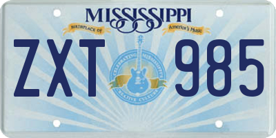 MS license plate ZXT985
