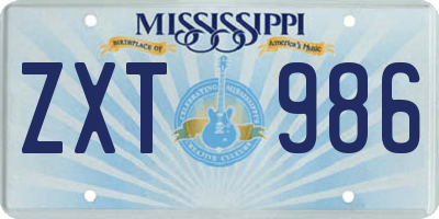 MS license plate ZXT986