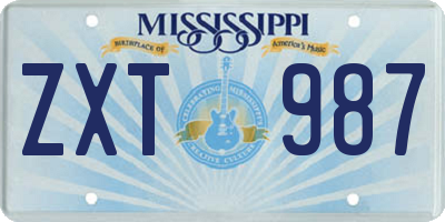 MS license plate ZXT987