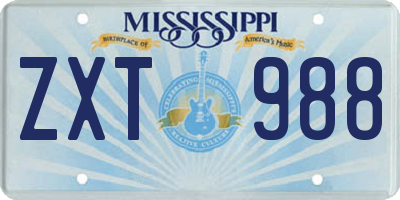 MS license plate ZXT988
