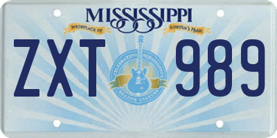 MS license plate ZXT989