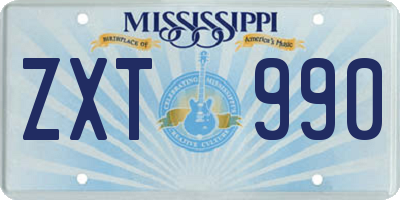 MS license plate ZXT990