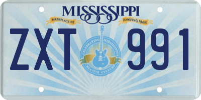 MS license plate ZXT991