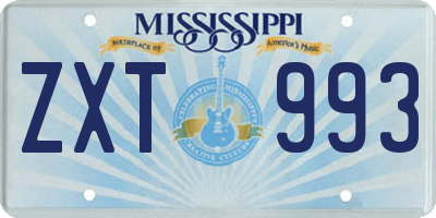 MS license plate ZXT993