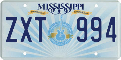 MS license plate ZXT994