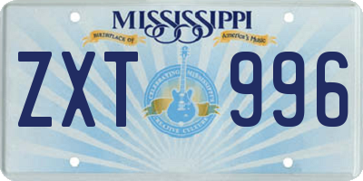 MS license plate ZXT996
