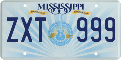 MS license plate ZXT999