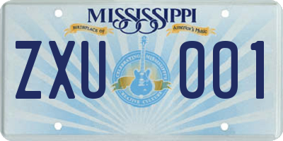MS license plate ZXU001