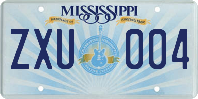 MS license plate ZXU004