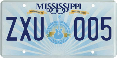 MS license plate ZXU005