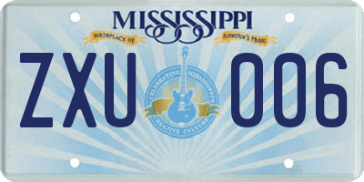 MS license plate ZXU006