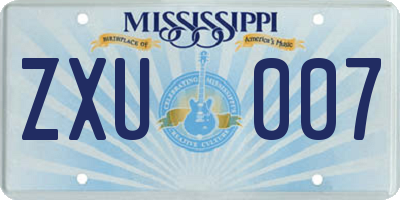 MS license plate ZXU007