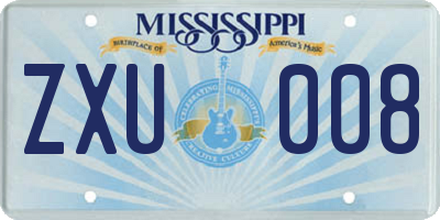 MS license plate ZXU008
