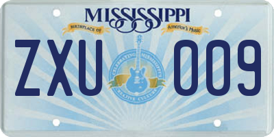 MS license plate ZXU009