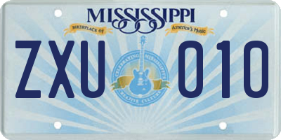 MS license plate ZXU010