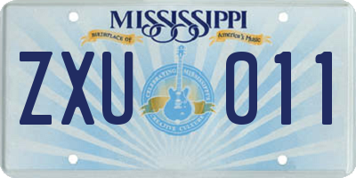 MS license plate ZXU011