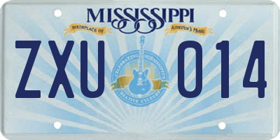 MS license plate ZXU014