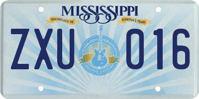 MS license plate ZXU016