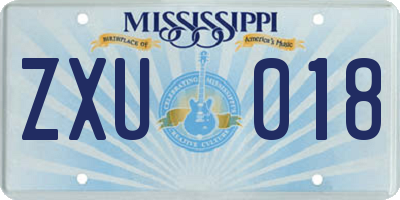 MS license plate ZXU018