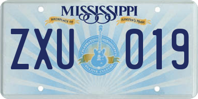 MS license plate ZXU019