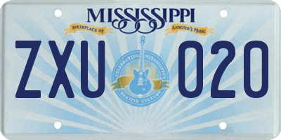 MS license plate ZXU020