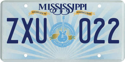 MS license plate ZXU022