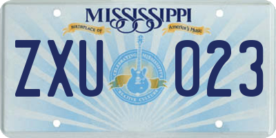 MS license plate ZXU023