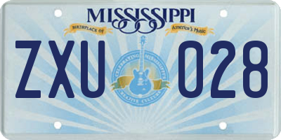 MS license plate ZXU028
