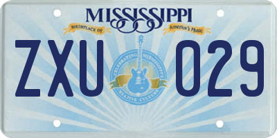 MS license plate ZXU029