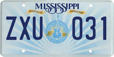 MS license plate ZXU031