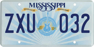 MS license plate ZXU032