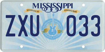 MS license plate ZXU033