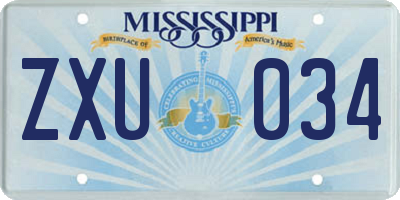 MS license plate ZXU034