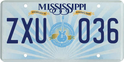 MS license plate ZXU036