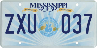MS license plate ZXU037