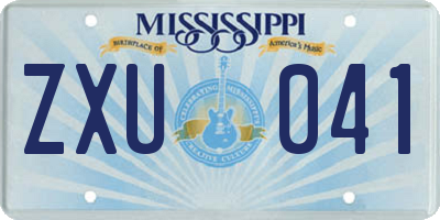 MS license plate ZXU041