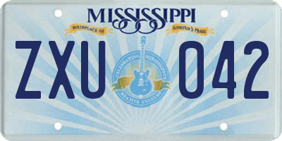 MS license plate ZXU042
